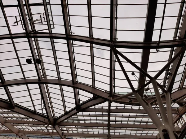 Стальная Крыша Металлическая Крыша Строительной Площадке — стоковое фото
