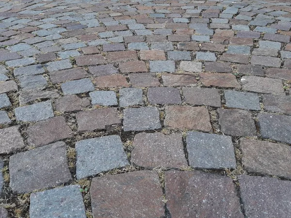 Parktaki dekoratif taş kaldırım yolu.