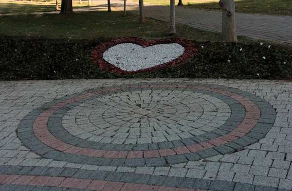 Dekorativ Stenasfalterad Väg Parken — Stockfoto