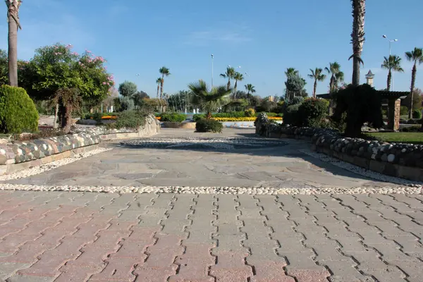 Strada Lastricata Pietra Decorativa Nel Parco — Foto Stock