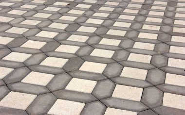 Parktaki dekoratif taş kaldırım yolu.