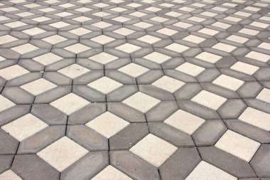 Parktaki dekoratif taş kaldırım yolu.