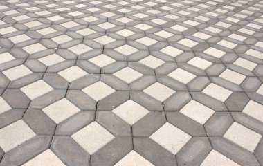 Parktaki dekoratif taş kaldırım yolu.