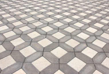 Parktaki dekoratif taş kaldırım yolu.