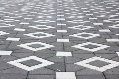Parktaki dekoratif taş kaldırım yolu.