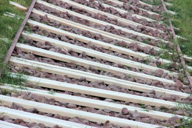 Parktaki dekoratif taş kaldırım yolu.