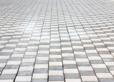 Parktaki dekoratif taş kaldırım yolu.