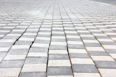 Parktaki dekoratif taş kaldırım yolu.
