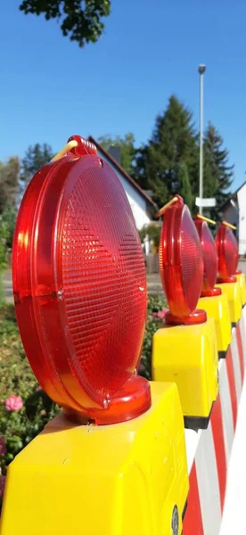 traffic warning lights on road