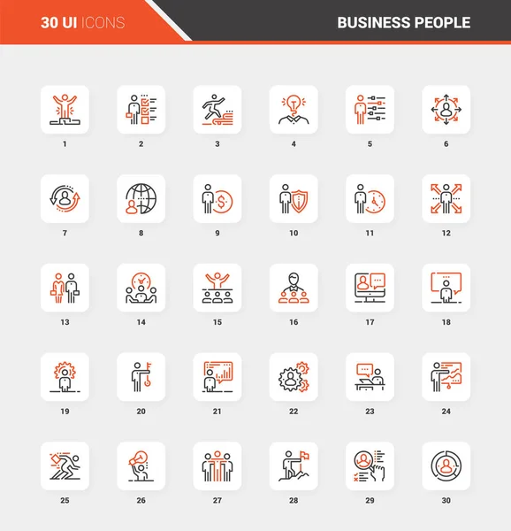 Business People Flat Line Web Conceptos de iconos — Vector de stock
