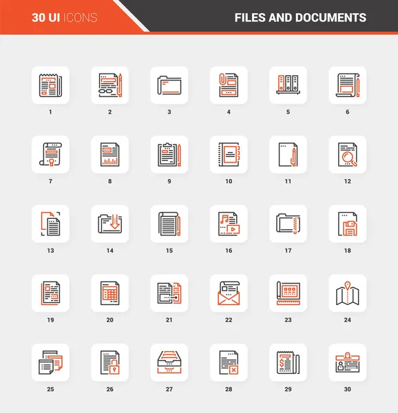 Archivos y Documentos Conceptos de Icono Web de Línea Plana — Vector de stock