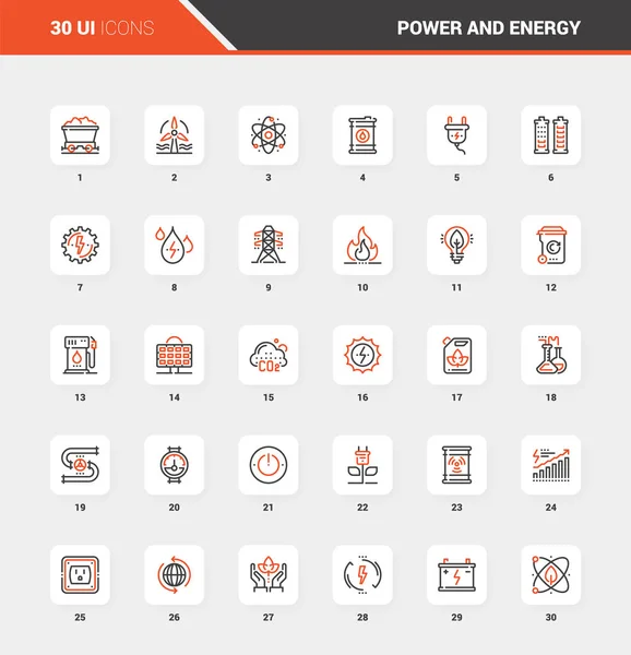 Conceptos Web de Icono de Línea Plana de Energía y Energía — Vector de stock