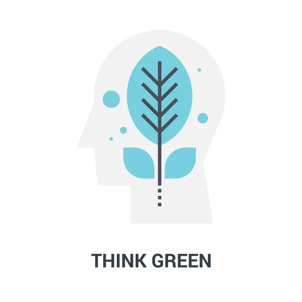 생각 하는 녹색 아이콘 개념 — 스톡 벡터