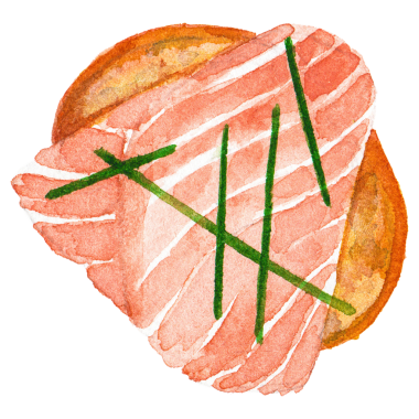 Suluboya boyalı deniz ürünleri bruschetta El çizilmiş deniz ürünleri elementi