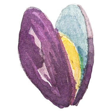 Suluboya midyeler. El yapımı deniz ürünleri tasarım elementi