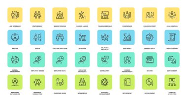 Kurumsal Yönetim düz çizgi web simgeler vektör kümesi. Her simge özenle tasarlanmış piksel mükemmel 48 x 48 Boyut ızgarası üzerinde ayarlanabilir darbeleri ile. Tamamen düzenlenebilir ve kullanımı kolay.