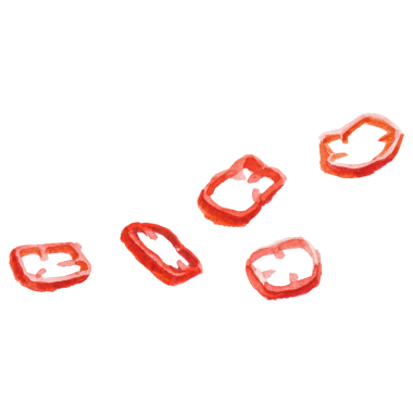 Kırmızı biber boyalı suluboya. El çizimi taze gıda tasarımı.