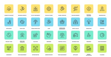 Vektör iş yönetimi düz çizgi web simgeleri ayarlayın. Her simge özenle tasarlanmış piksel mükemmel 48 x 48 Boyut ızgarası üzerinde ayarlanabilir darbeleri ile. Tamamen düzenlenebilir ve kullanımı kolay.