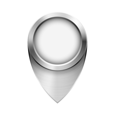 Beyaz arkaplanda izole edilmiş metalik harita işaretleyicisi çizimi