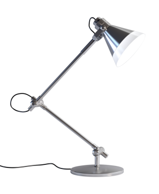 Metal masa lambasının beyaz arkaplanda izole edilmiş 3B görüntüsü