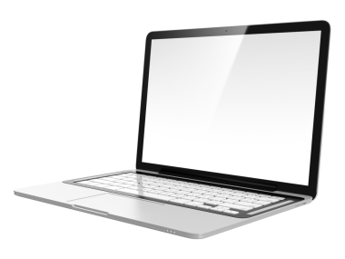 Boş ekranlı modern dizüstü bilgisayarın beyaz arkaplanda izole edilmiş 3B görüntüsü