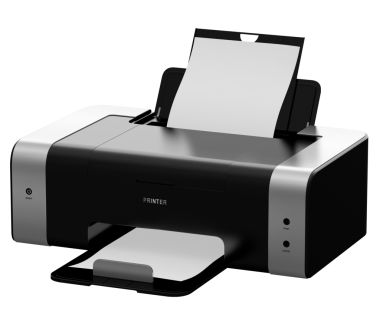 Beyaz arka planda izole edilmiş modern lazer yazıcının 3B çizimi