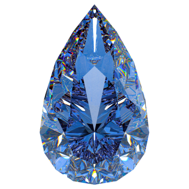 Beyaz arkaplanda mavi safirin üç boyutlu çizimi izole edildi