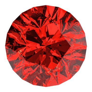 Kırmızı yakutun beyaz arkaplanda izole edilmiş 3B çizimi