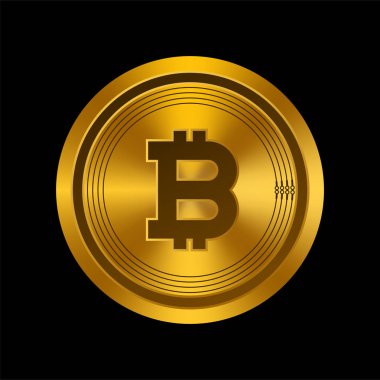 Altın bitcoin vektör simge nesnesi