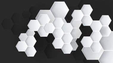 siyah ve beyaz altıgen soyut vektör arka plan