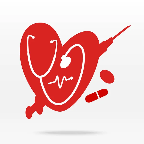 Herz Und Stethoskop Gesundheitsdesign Konzept Ikone — Stockvektor
