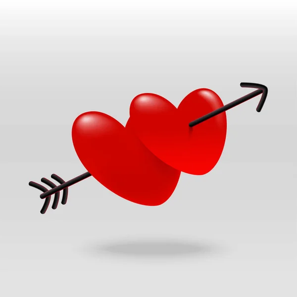 Rote Herzen Mit Pfeil Beziehungskonzept Valentinstag — Stockvektor