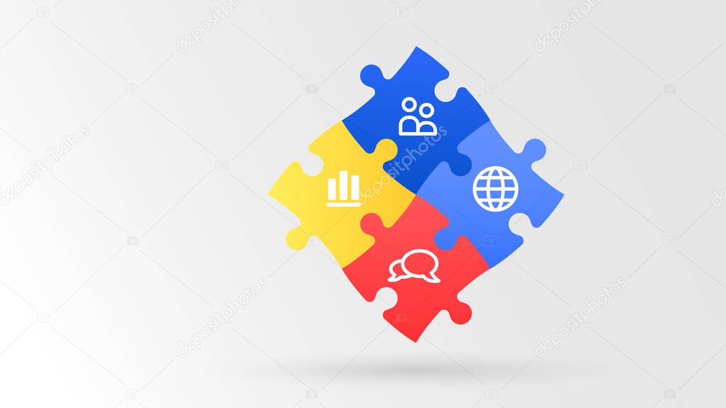 Comunication technology connection jigsaw puzzle icon concept
