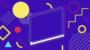 Memphis düz geometrik şekiller elementler soyut vektör arkaplan kopyalama alanı ile