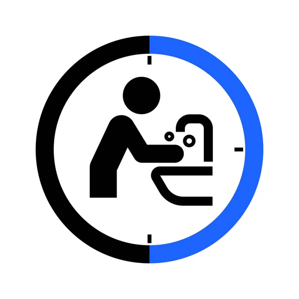 手を洗う30秒は健康を維持し ウイルス標識アイコンのシンボルを防ぐ — ストックベクタ