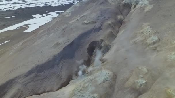 Drone Toma Paisaje Con Humos Hverir Islandia Drone Muestra Paisaje — Vídeos de Stock