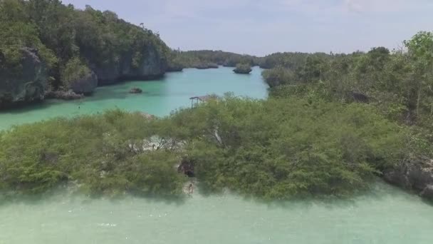 Uçak Gözlerden Uzak Bair Lagünü Plajlarını Ağaçlarla Çevrili Ortaya Çıkarıyor — Stok video