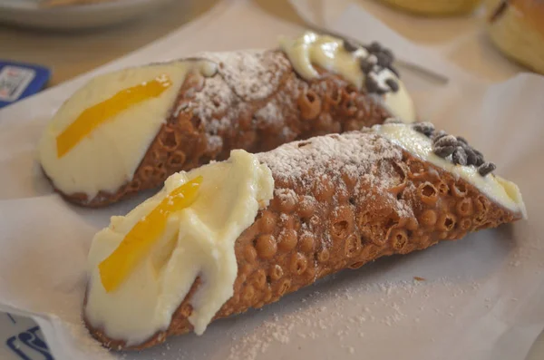 Sicilya Cannoli Tipik Tatlı Sicilya Talya — Stok fotoğraf