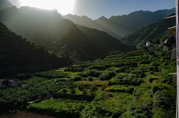 Долина Hermigua Під Час Сходу Сонця Острові Гомера Ель Валле — стокове фото