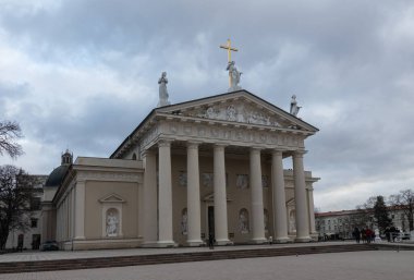 12-19-2019. Vilnius, Litvanya. Katedral manzarası. Litvanya, Vilnius.