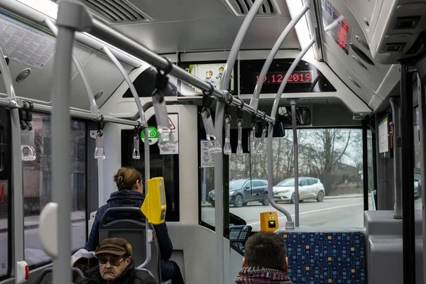 2019 Vilna Lituania Dentro Del Autobús Urbano Vista Panorámica Desde —  Fotos de Stock