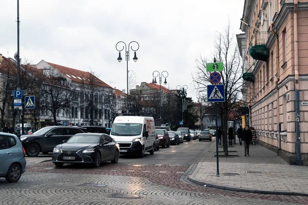 2019 Vilna Lituania Una Antigua Calle Empedrada Parte Central Del — Foto de Stock