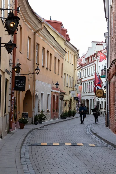 2019 Vilnius Lithuania Old Cobbled Street Central Part Old Quarter — Stock Photo, Image