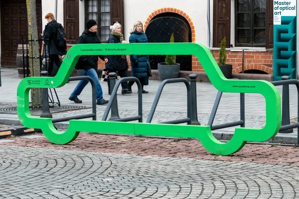 2019 Литва Вильнюс Городская Зеленая Парковка Экологически Чистых Автомобилей — стоковое фото