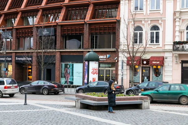 2019 Vilna Lituania Plaza Del Ayuntamiento Empedrado Parte Central Del — Foto de Stock