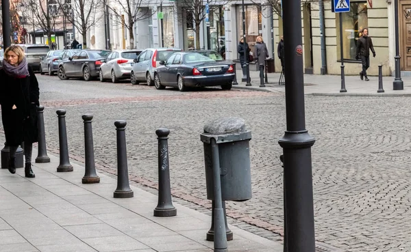 2019 Vilna Lituania Una Antigua Calle Empedrada Parte Central Del —  Fotos de Stock