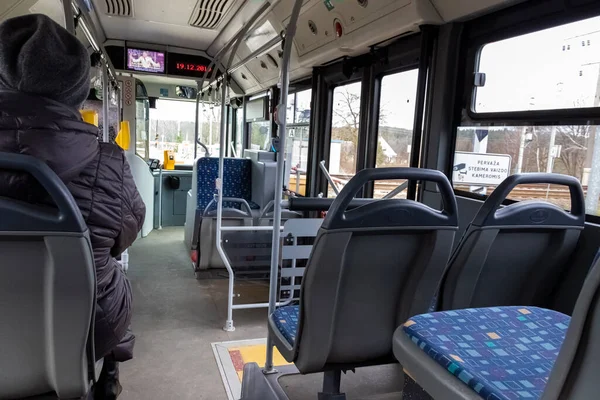 2019 Vilna Lituania Dentro Del Autobús Urbano Vista Panorámica Desde —  Fotos de Stock