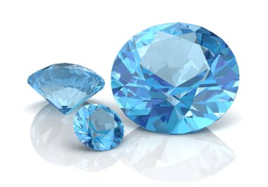 Beyaz arkaplanda güzel mücevherler, 3 boyutlu illüstrasyon.