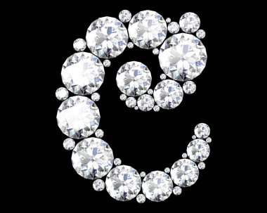 elmas harfler üzerinde siyah (yüksek çözünürlükte 3d görüntü) - illüstrasyon izole değerli taşlar ile