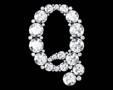 elmas harfler üzerinde siyah (yüksek çözünürlükte 3d görüntü) - illüstrasyon izole değerli taşlar ile